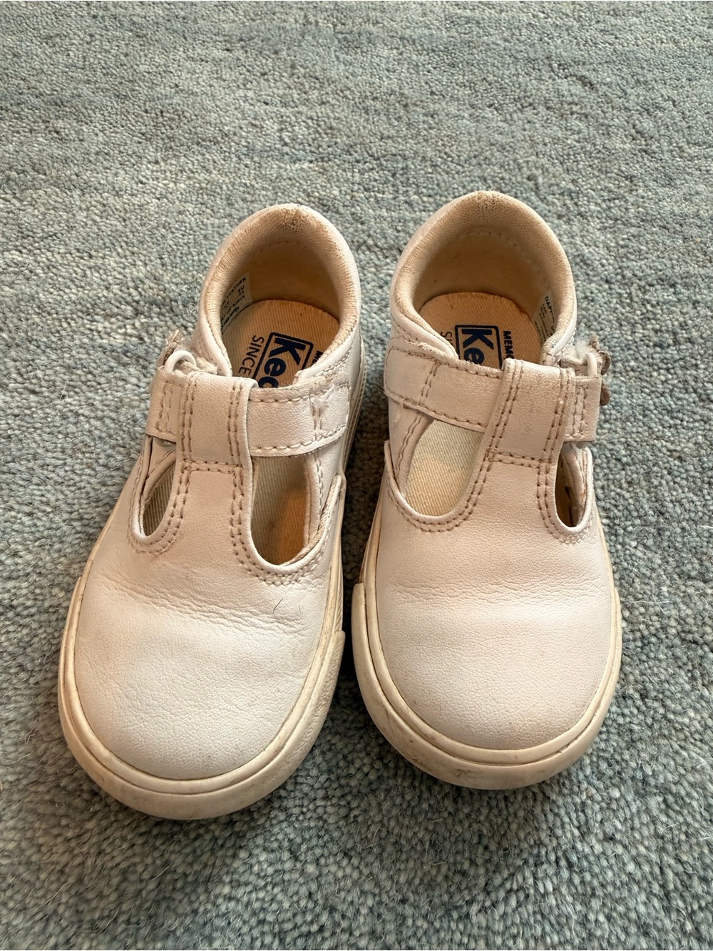Keds Kids White Leather T-Strap Shoes